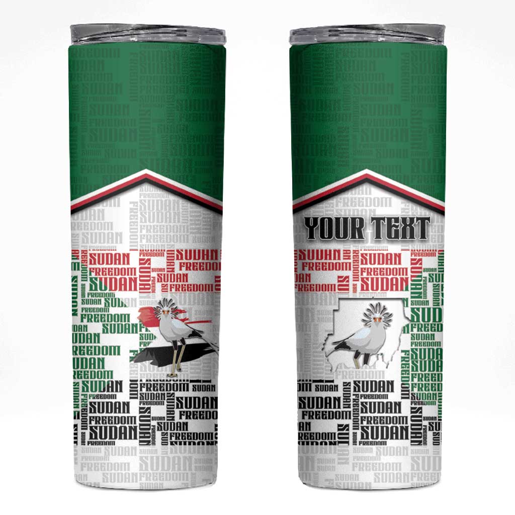 Personalized Sudan Skinny Tumbler Secretary Bird With Typography Patterns - Wonder Print Shop