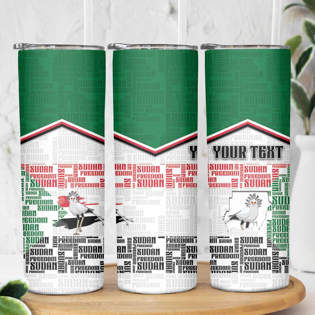 Personalized Sudan Skinny Tumbler Secretary Bird With Typography Patterns - Wonder Print Shop