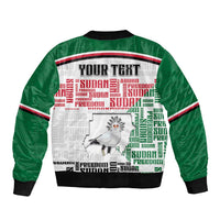 Personalized Sudan Sleeve Zip Bomber Jacket Secretary Bird With Typography Patterns - Wonder Print Shop