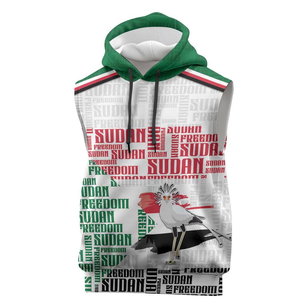 Personalized Sudan Sleeveless Hoodie Secretary Bird With Typography Patterns - Wonder Print Shop