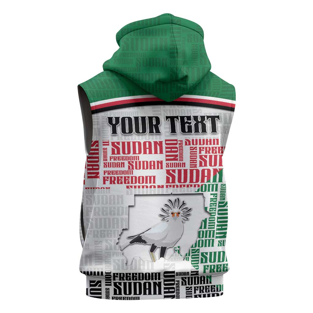 Personalized Sudan Sleeveless Zip Hoodie Secretary Bird With Typography Patterns - Wonder Print Shop