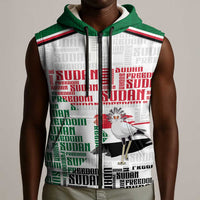 Personalized Sudan Sleeveless Zip Hoodie Secretary Bird With Typography Patterns - Wonder Print Shop