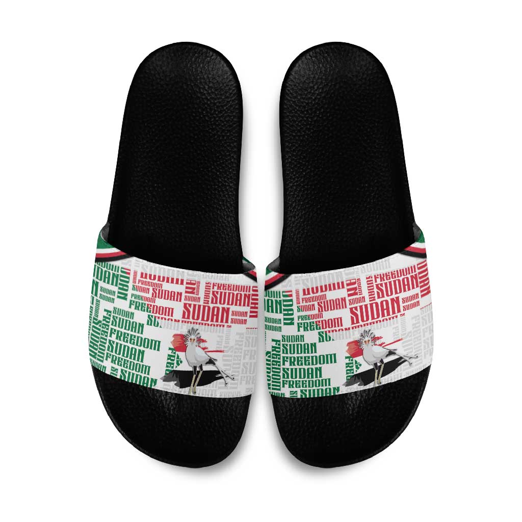 Sudan Slide Sandals Secretary Bird With Typography Patterns - Wonder Print Shop
