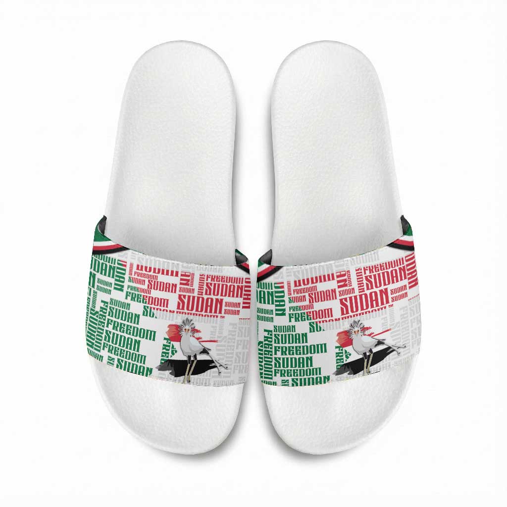 Sudan Slide Sandals Secretary Bird With Typography Patterns - Wonder Print Shop
