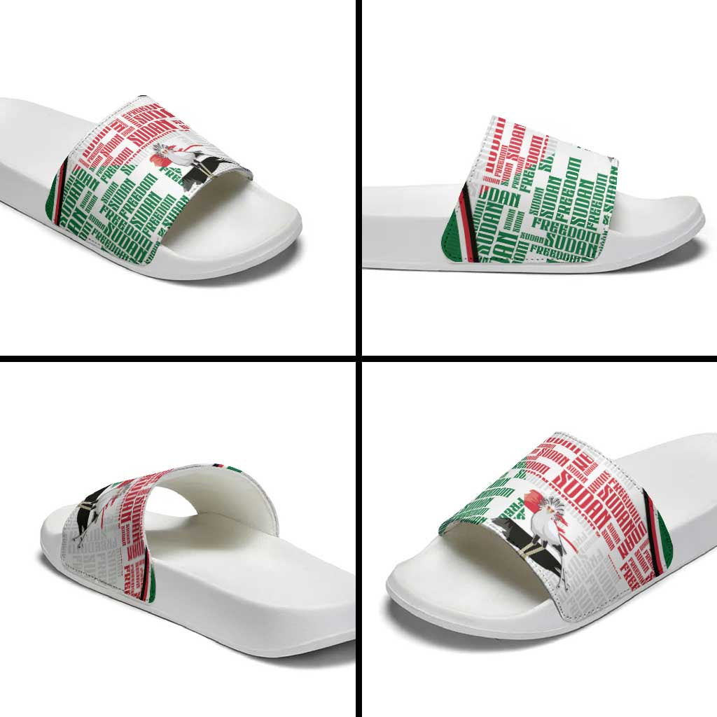 Sudan Slide Sandals Secretary Bird With Typography Patterns - Wonder Print Shop