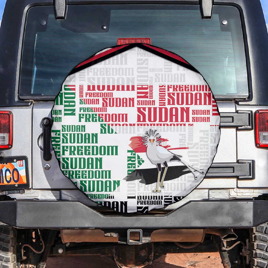 Sudan Spare Tire Cover Secretary Bird With Typography Patterns - Wonder Print Shop