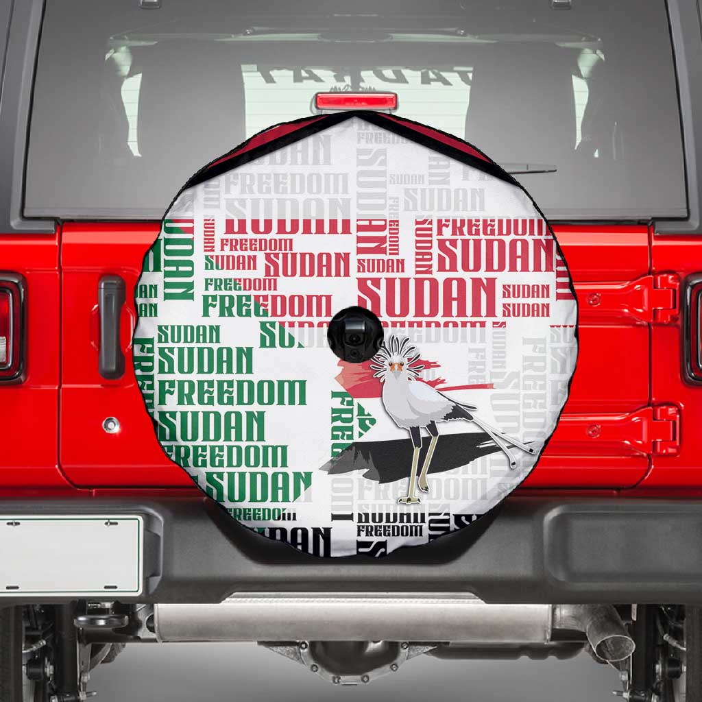 Sudan Spare Tire Cover Secretary Bird With Typography Patterns - Wonder Print Shop