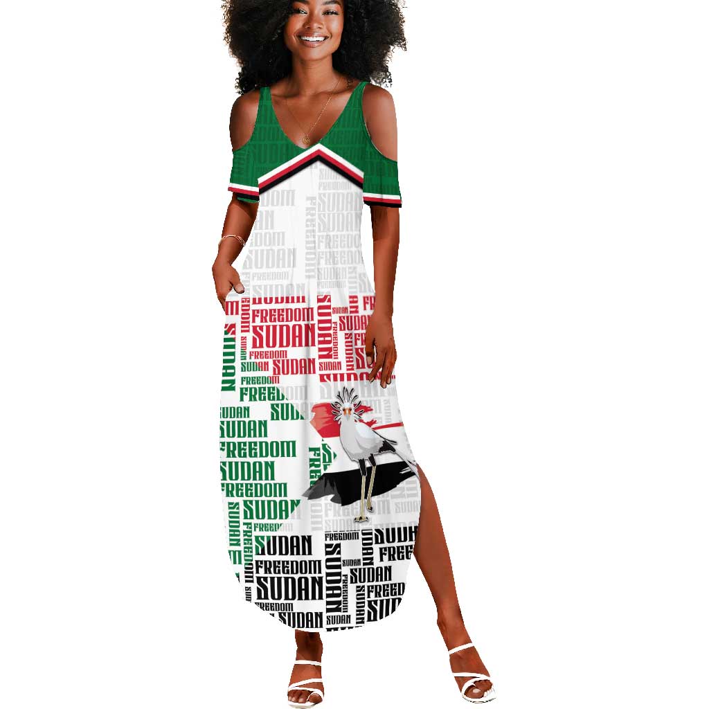 Personalized Sudan Summer Maxi Dress Secretary Bird With Typography Patterns - Wonder Print Shop