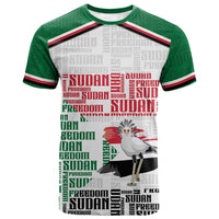 Personalized Sudan T shirt Secretary Bird With Typography Patterns - Wonder Print Shop