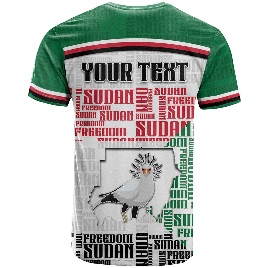 Personalized Sudan T shirt Secretary Bird With Typography Patterns - Wonder Print Shop