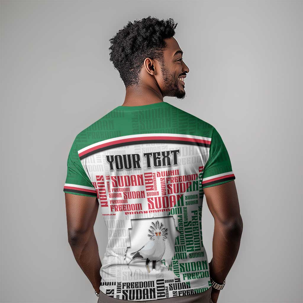 Personalized Sudan T shirt Secretary Bird With Typography Patterns - Wonder Print Shop