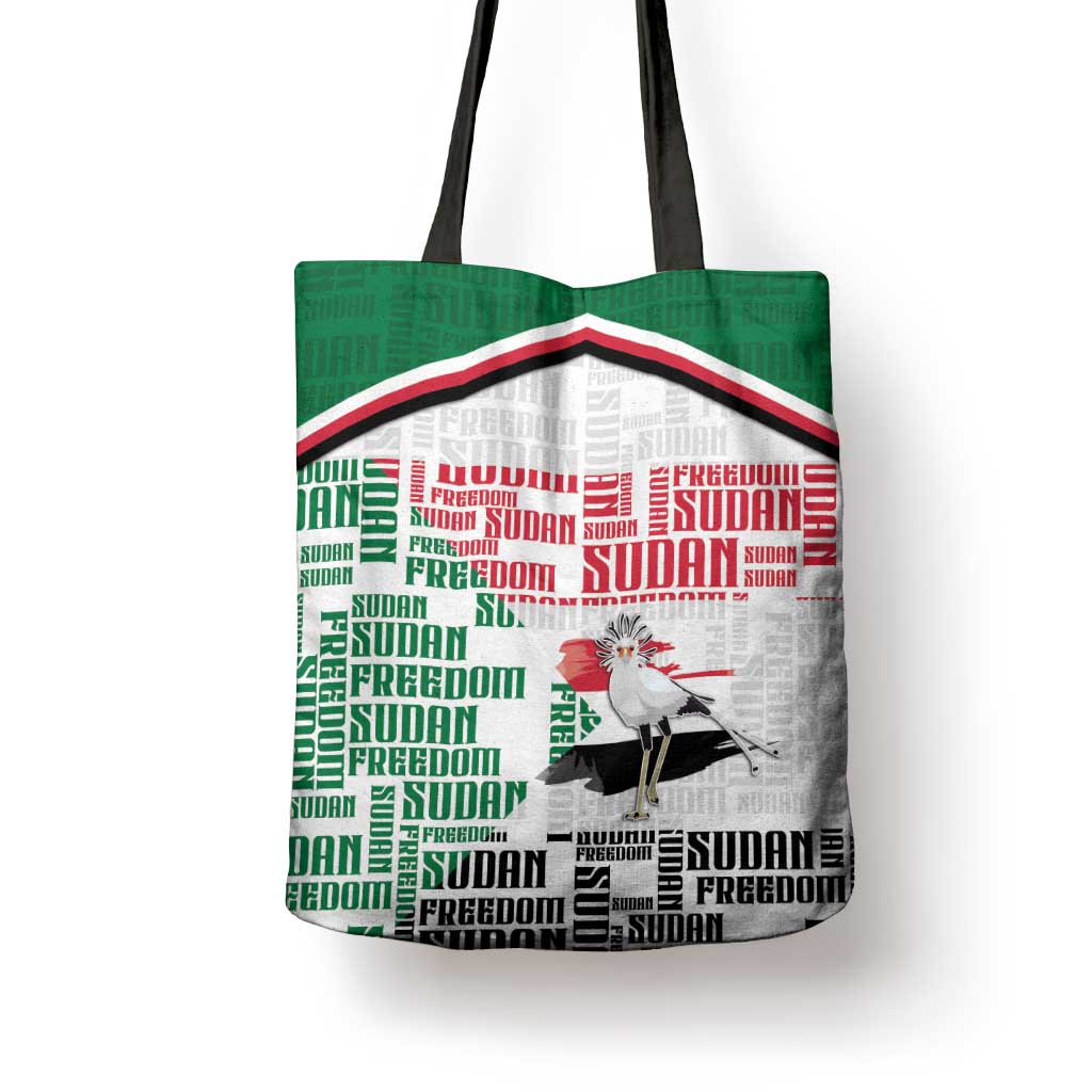 Sudan Tote Bag Secretary Bird With Typography Patterns - Wonder Print Shop