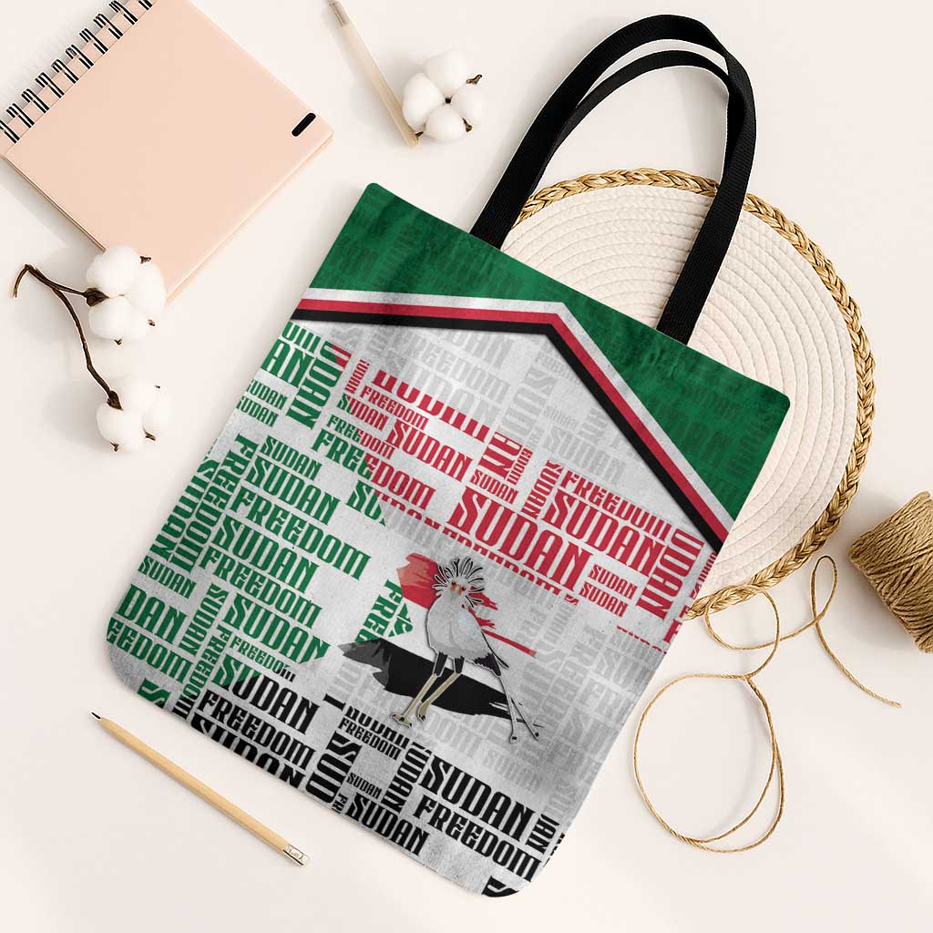 Sudan Tote Bag Secretary Bird With Typography Patterns - Wonder Print Shop