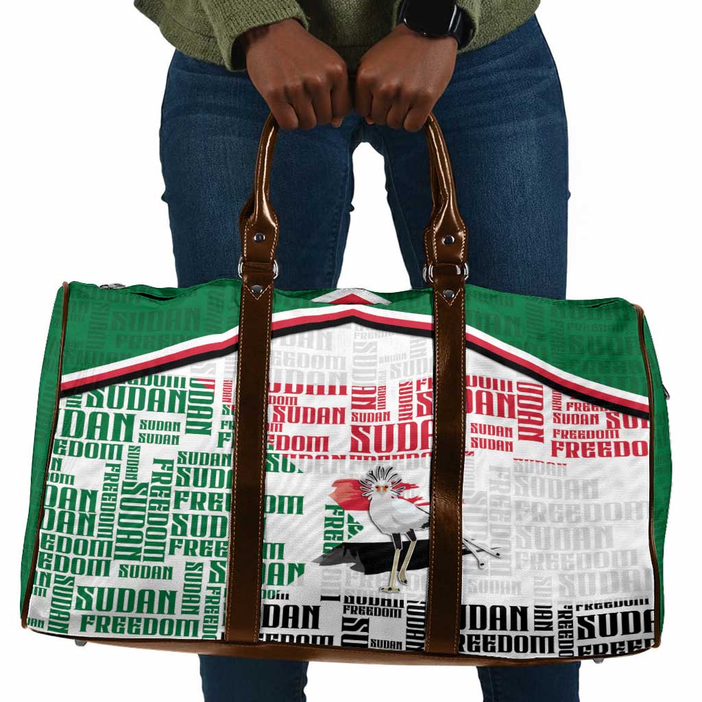 Sudan Travel Bag Secretary Bird With Typography Patterns - Wonder Print Shop