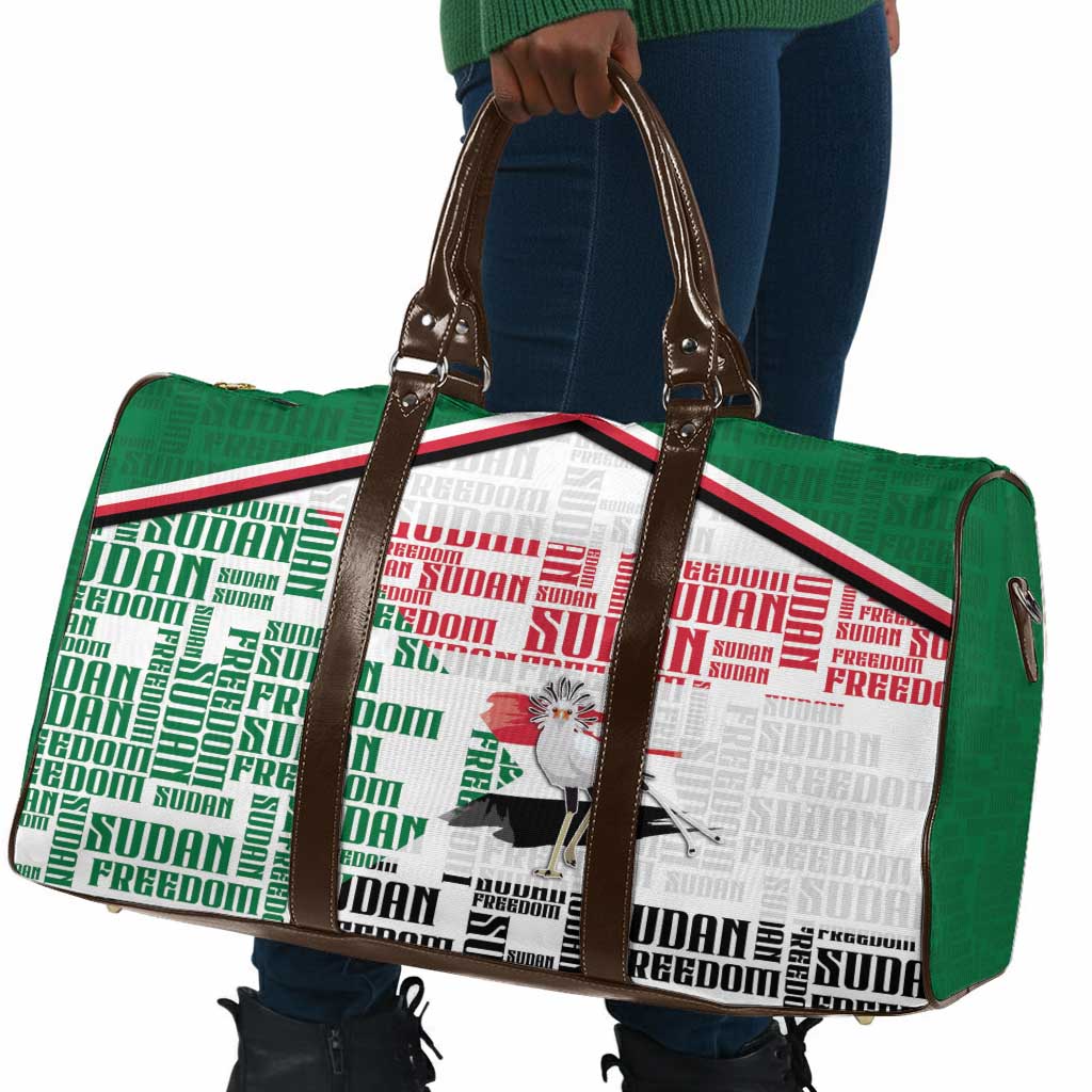 Sudan Travel Bag Secretary Bird With Typography Patterns - Wonder Print Shop