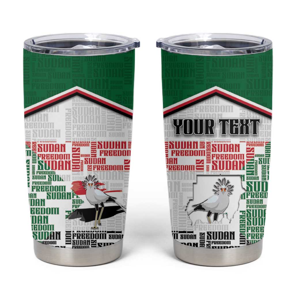 Personalized Sudan Tumbler Cup Secretary Bird With Typography Patterns - Wonder Print Shop