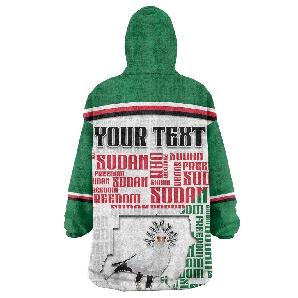 Personalized Sudan Wearable Blanket Hoodie Secretary Bird With Typography Patterns - Wonder Print Shop