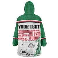 Personalized Sudan Wearable Blanket Hoodie Secretary Bird With Typography Patterns - Wonder Print Shop