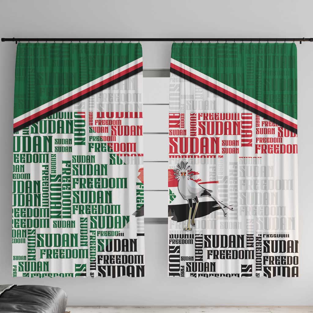 Sudan Window Curtain Secretary Bird With Typography Patterns - Wonder Print Shop