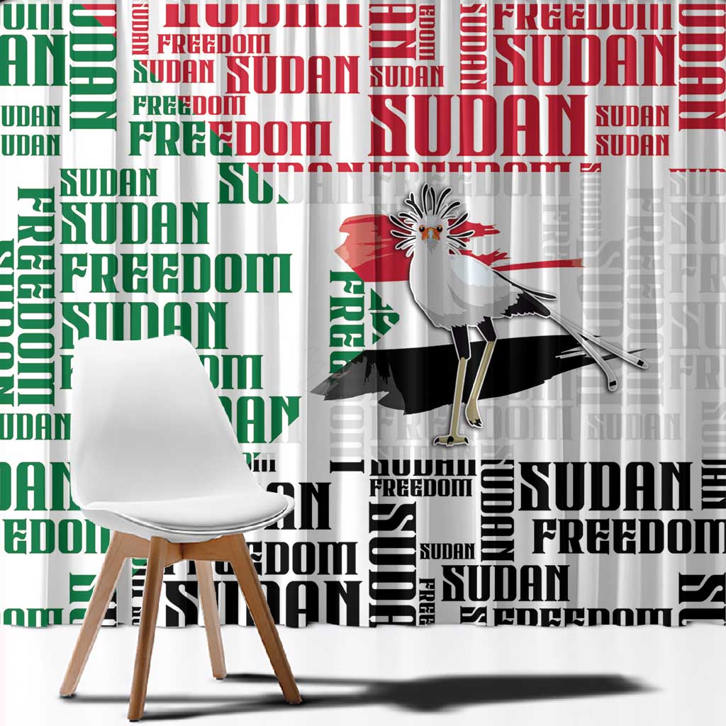 Sudan Window Curtain Secretary Bird With Typography Patterns - Wonder Print Shop