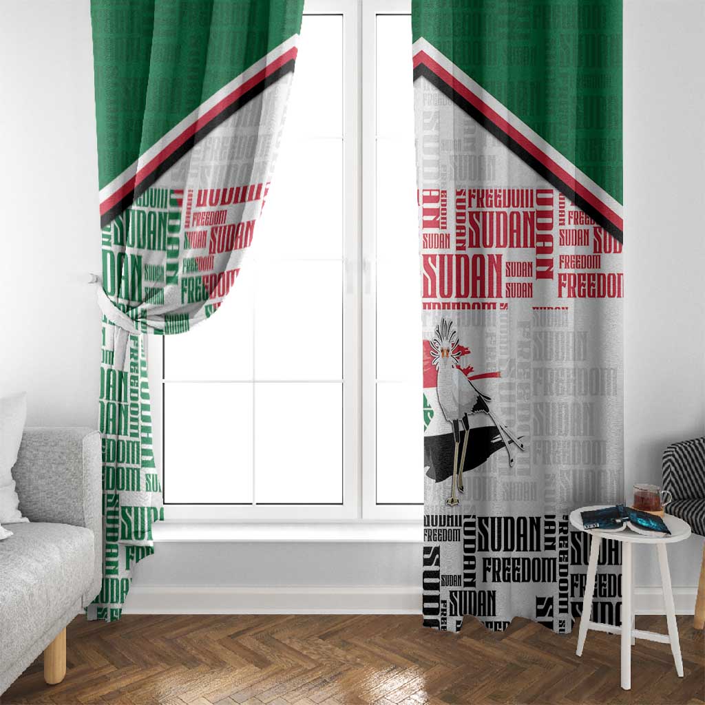 Sudan Window Curtain Secretary Bird With Typography Patterns - Wonder Print Shop