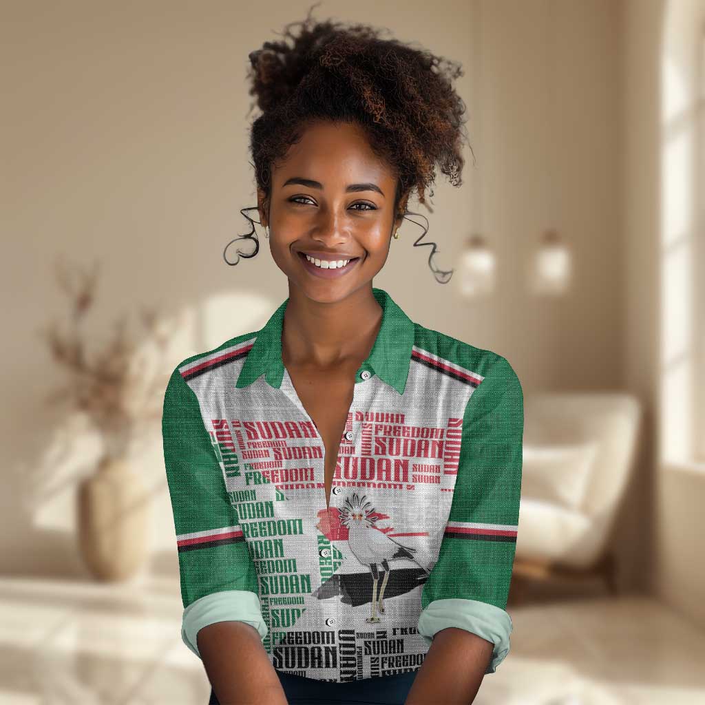 Personalized Sudan Women Casual Shirt Secretary Bird With Typography Patterns - Wonder Print Shop