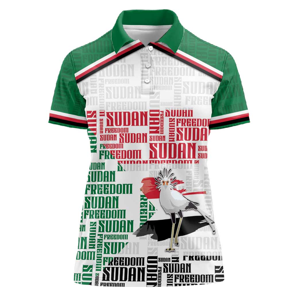 Personalized Sudan Women Polo Shirt Secretary Bird With Typography Patterns - Wonder Print Shop