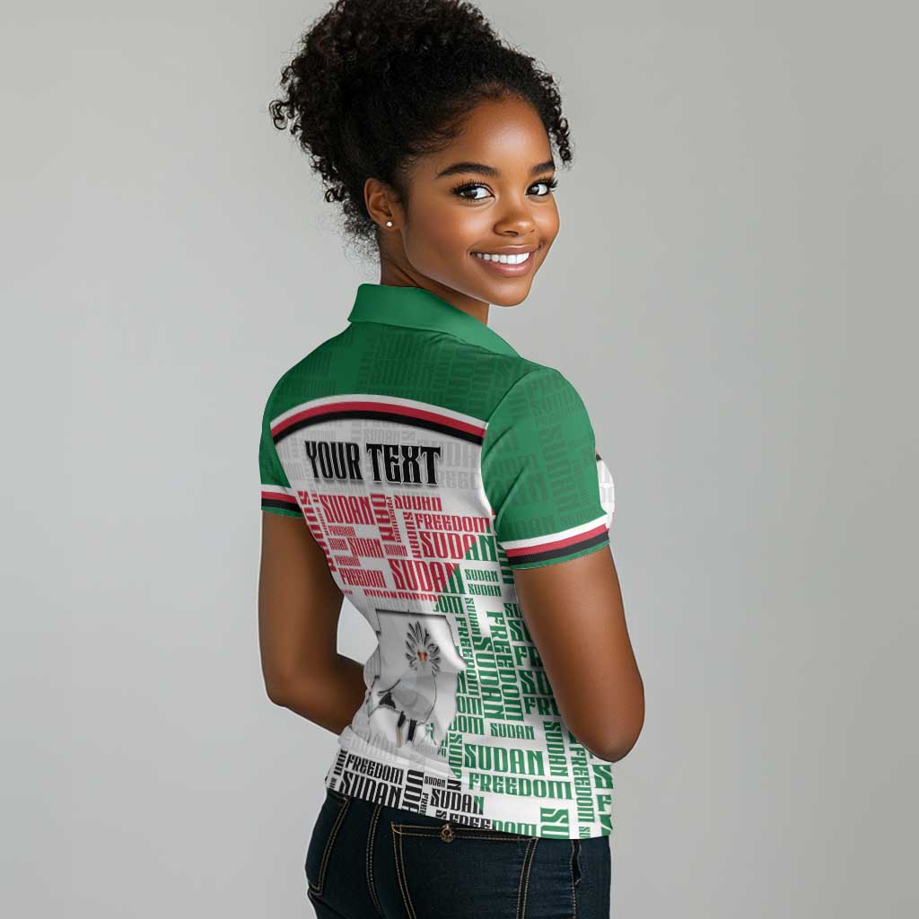 Personalized Sudan Women Polo Shirt Secretary Bird With Typography Patterns - Wonder Print Shop