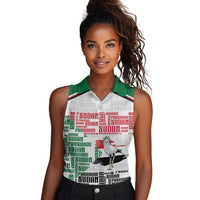 Personalized Sudan Women Sleeveless Polo Shirt Secretary Bird With Typography Patterns - Wonder Print Shop