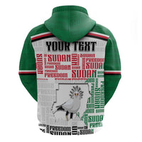 Personalized Sudan Zip Hoodie Secretary Bird With Typography Patterns - Wonder Print Shop