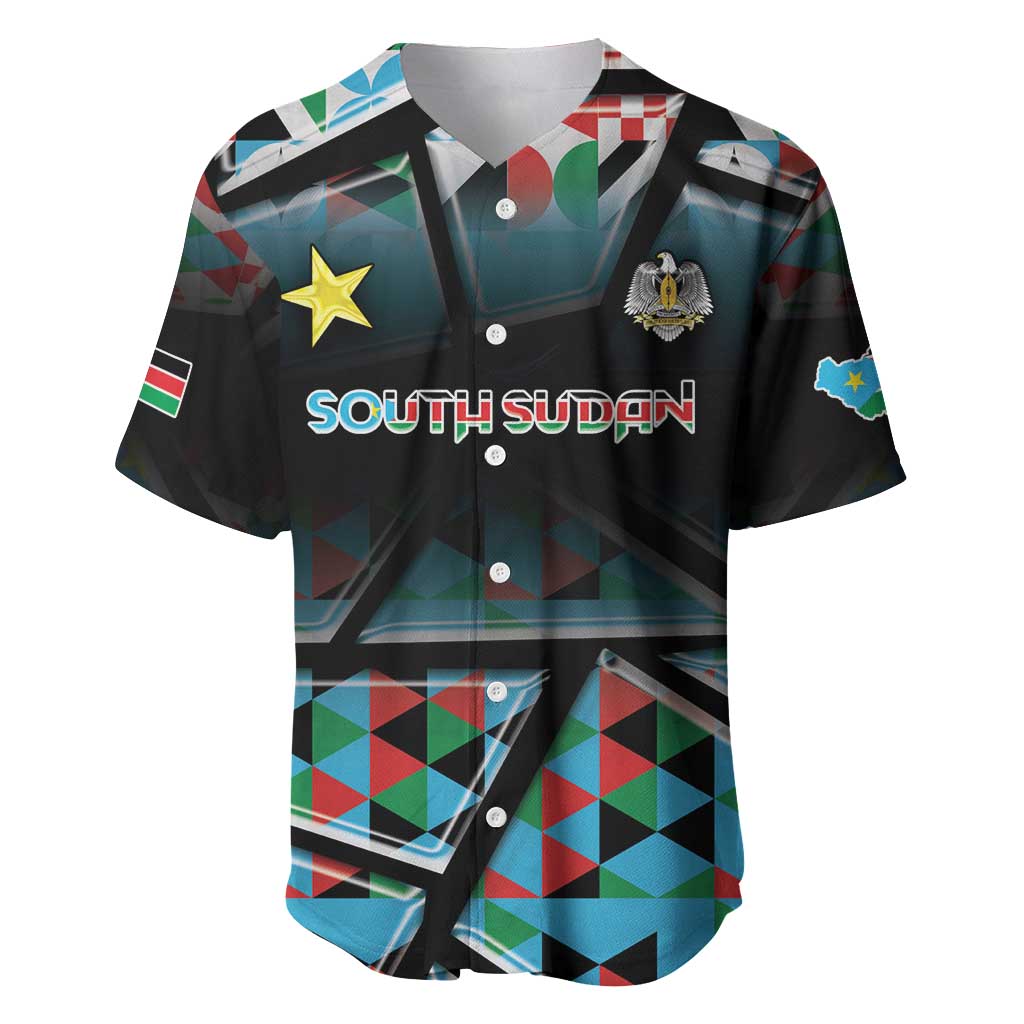 Custom South Sudan Baseball Jersey Geometric African Patterns - Wonder Print Shop