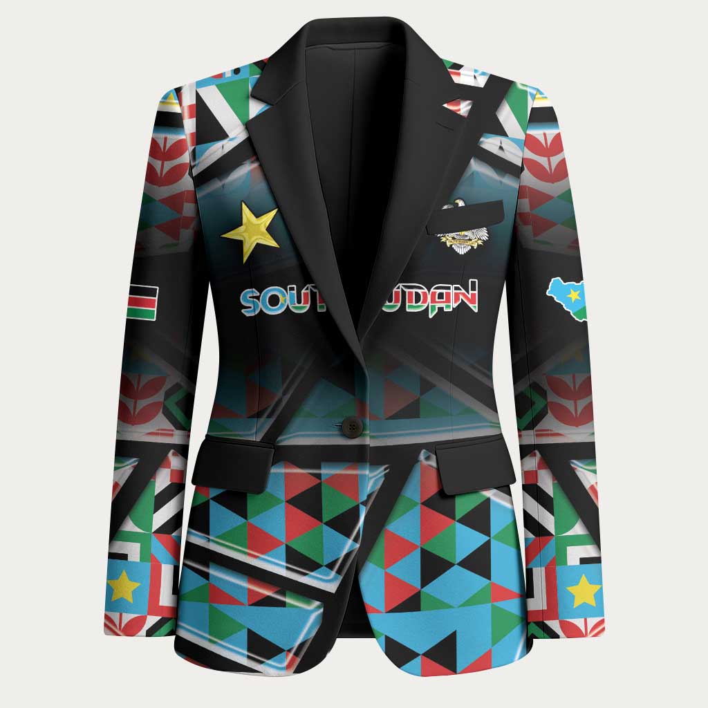 Custom South Sudan Blazer Geometric African Patterns - Wonder Print Shop