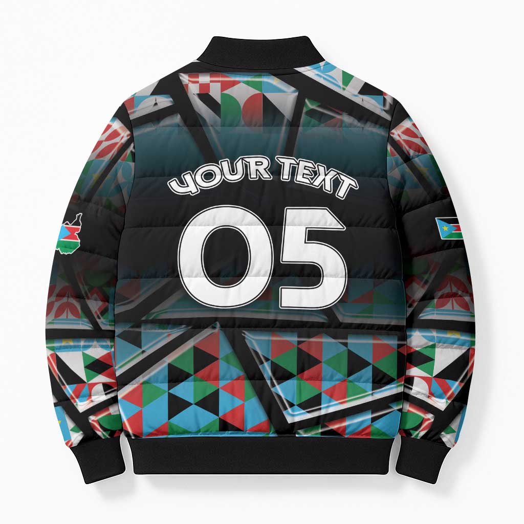 Custom South Sudan Bomber Puffer Jacket Geometric African Patterns - Wonder Print Shop