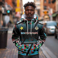 Custom South Sudan Hoodie Geometric African Patterns - Wonder Print Shop
