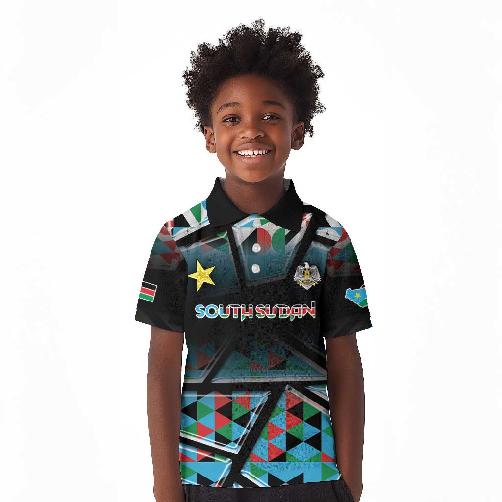 Custom South Sudan Kid Polo Shirt Geometric African Patterns - Wonder Print Shop