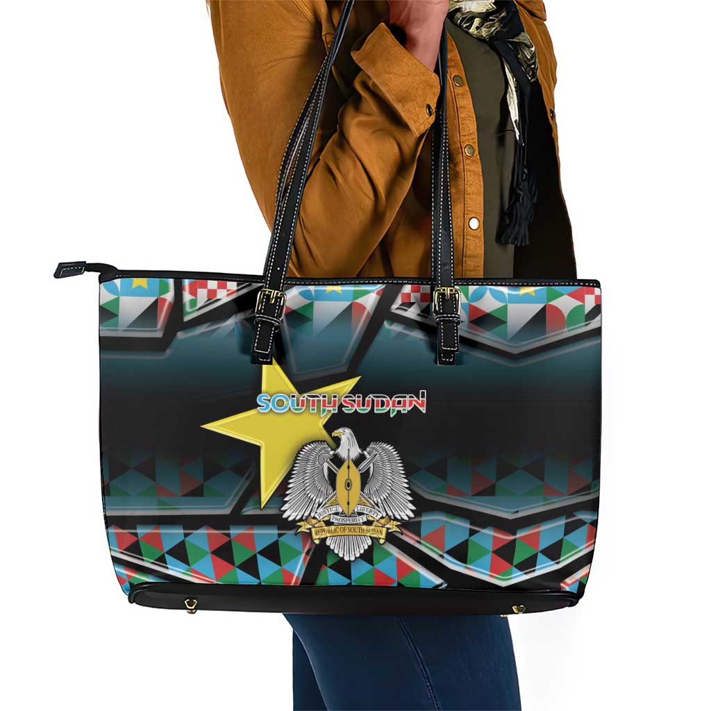 South Sudan Leather Tote Bag Geometric African Patterns - Wonder Print Shop