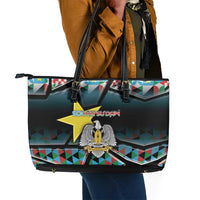 South Sudan Leather Tote Bag Geometric African Patterns - Wonder Print Shop