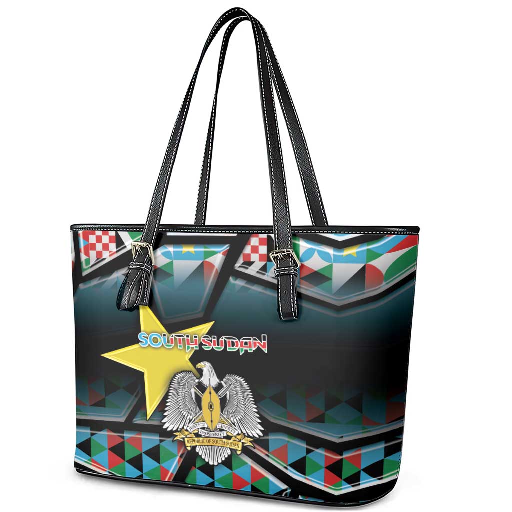 South Sudan Leather Tote Bag Geometric African Patterns - Wonder Print Shop