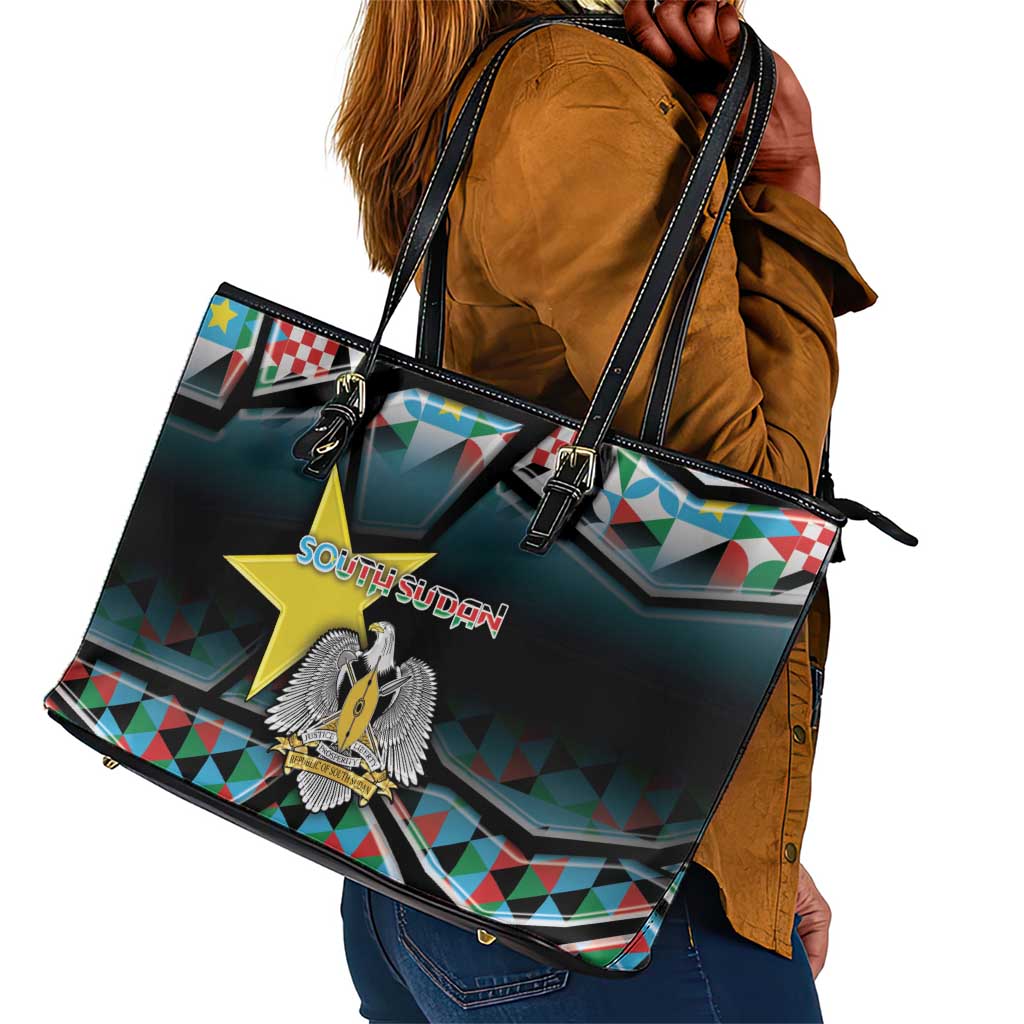 South Sudan Leather Tote Bag Geometric African Patterns - Wonder Print Shop