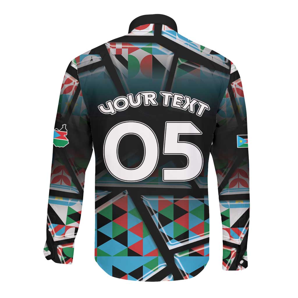 Custom South Sudan Long Sleeve Button Shirt Geometric African Patterns - Wonder Print Shop
