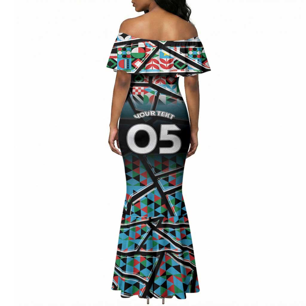 Custom South Sudan Mermaid Dress Geometric African Patterns - Wonder Print Shop