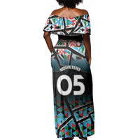 Custom South Sudan Off Shoulder Maxi Dress Geometric African Patterns - Wonder Print Shop
