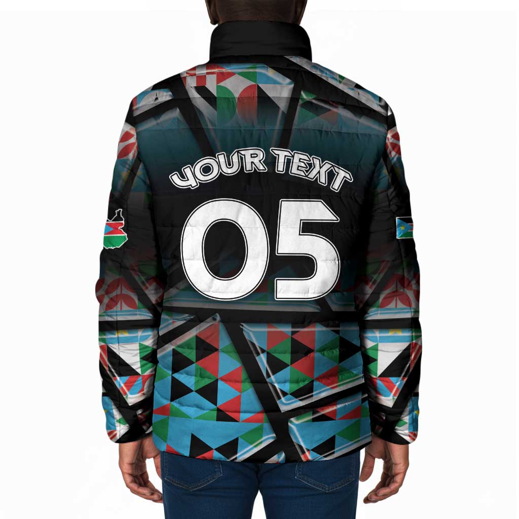 Custom South Sudan Padded Jacket Geometric African Patterns - Wonder Print Shop