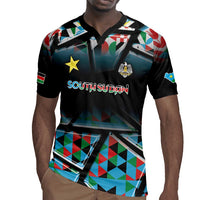 Custom South Sudan Rugby Jersey Geometric African Patterns - Wonder Print Shop