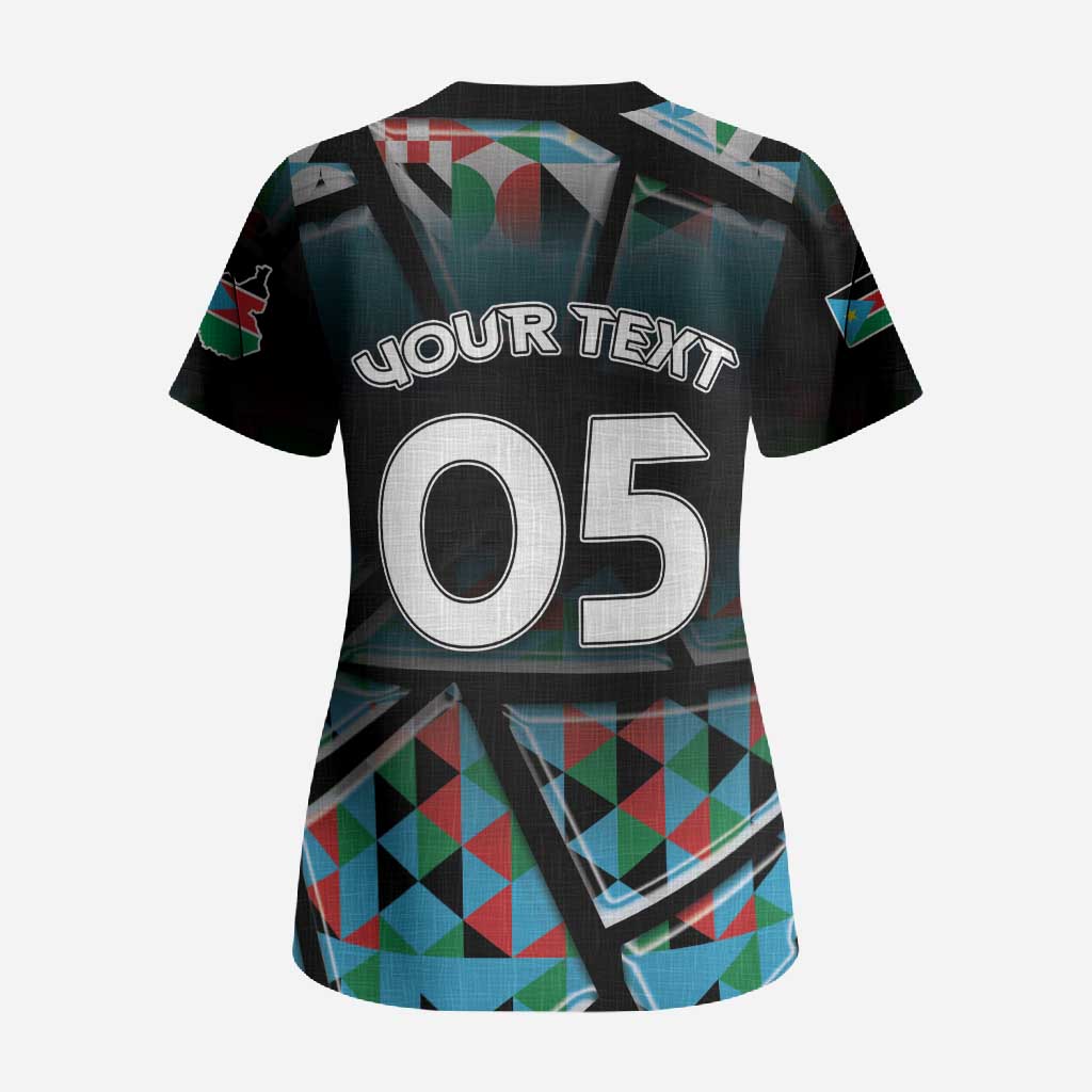 Custom South Sudan Scrub Top Geometric African Patterns - Wonder Print Shop