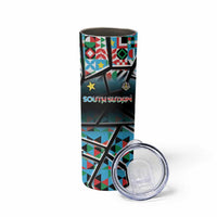 Custom South Sudan Skinny Tumbler Geometric African Patterns - Wonder Print Shop