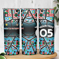 Custom South Sudan Skinny Tumbler Geometric African Patterns - Wonder Print Shop