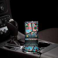 Custom South Sudan Skinny Tumbler Geometric African Patterns - Wonder Print Shop
