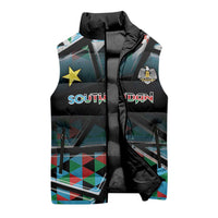 Custom South Sudan Sleeveless Puffer Jacket Geometric African Patterns - Wonder Print Shop
