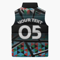 Custom South Sudan Sleeveless Puffer Jacket Geometric African Patterns - Wonder Print Shop